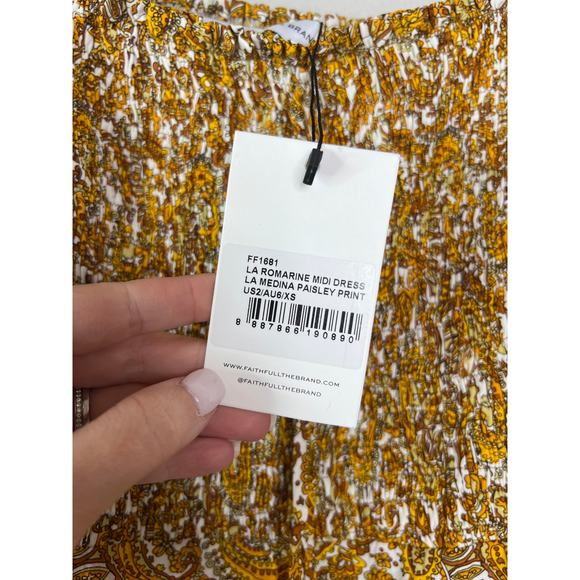 NWT Faithfull The Brand La Romarine La Medina Paisley Midi Dress Multicolor - Picture 7 of 9